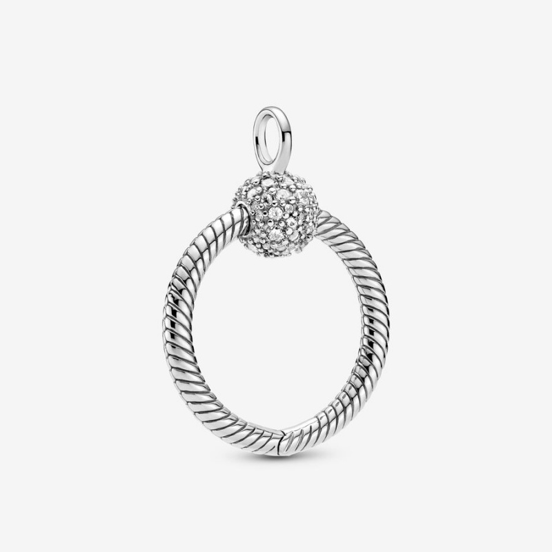 Charm Holders Pandora Moments Small Pavé O Argent | 3264597-CF