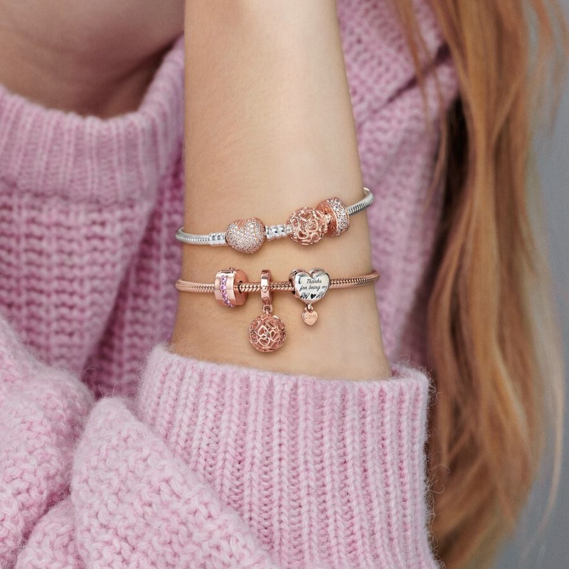 Charm Holders Pandora Moments Snake Rose Doré | 3068194-VO