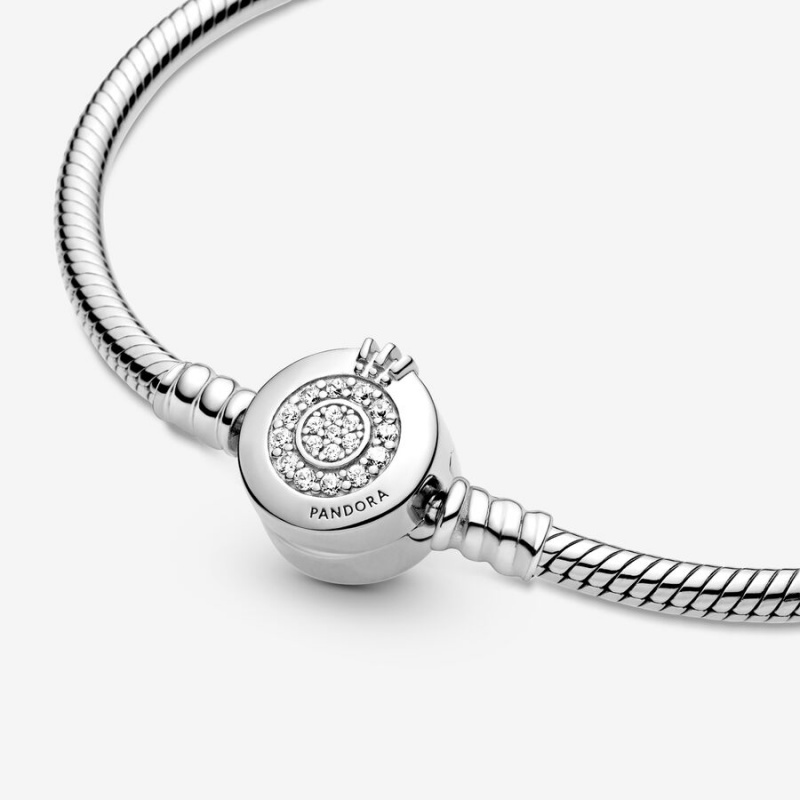 Charm Holders Pandora Moments Sparkling Crown O Snake Argent | 7802416-JW