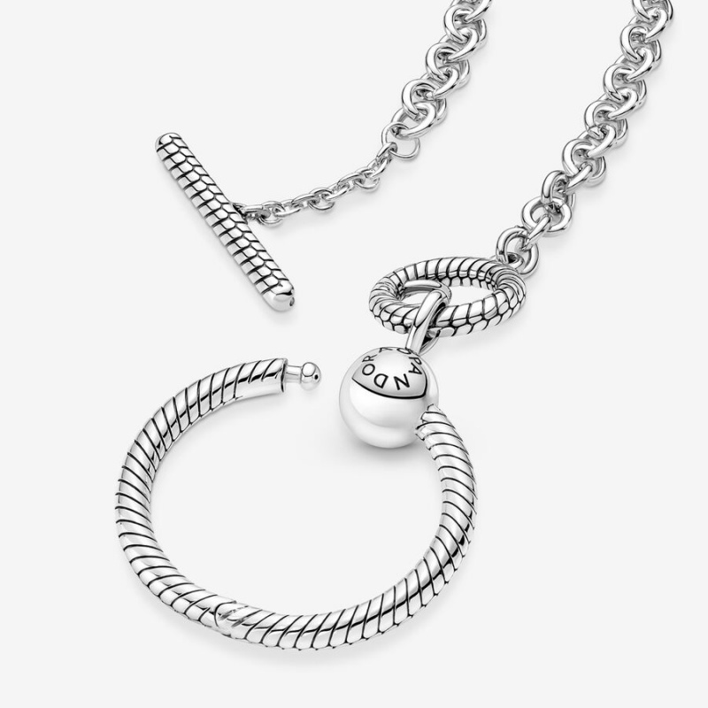 Charm Pendants Pandora Moments O T-bar Argent | 4587603-QL