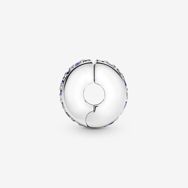 Clips Pandora Blue Pavé Clip Argent | 8361452-TM