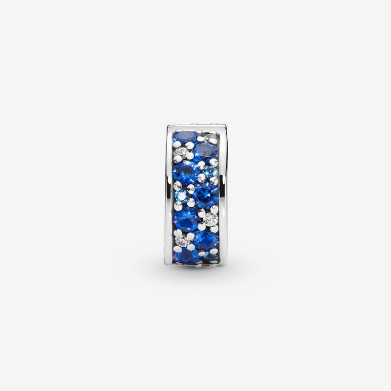 Clips Pandora Blue Pavé Clip Argent | 8361452-TM