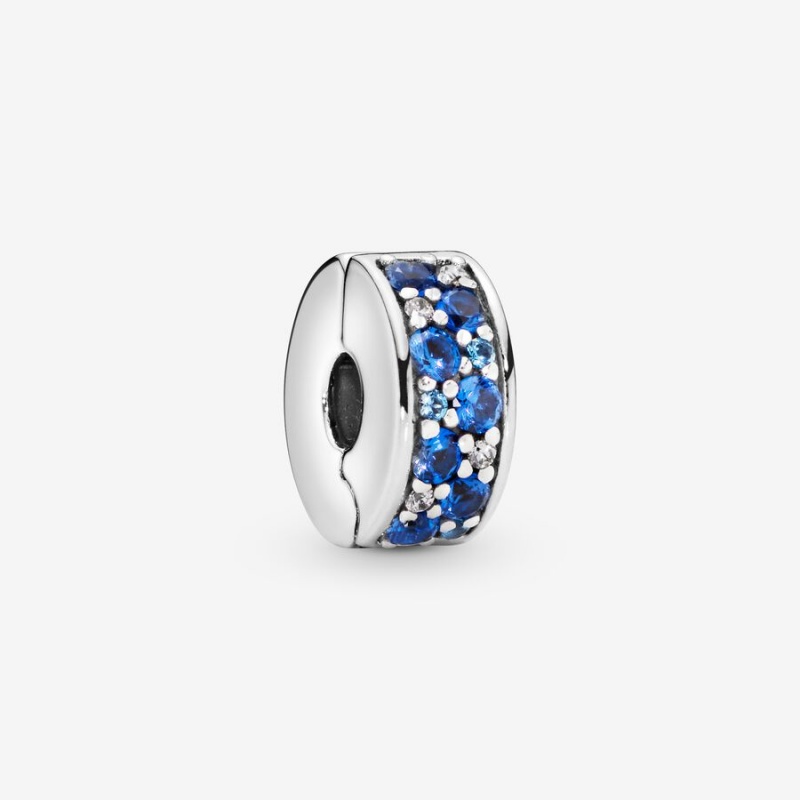 Clips Pandora Blue Pavé Clip Argent | 8361452-TM