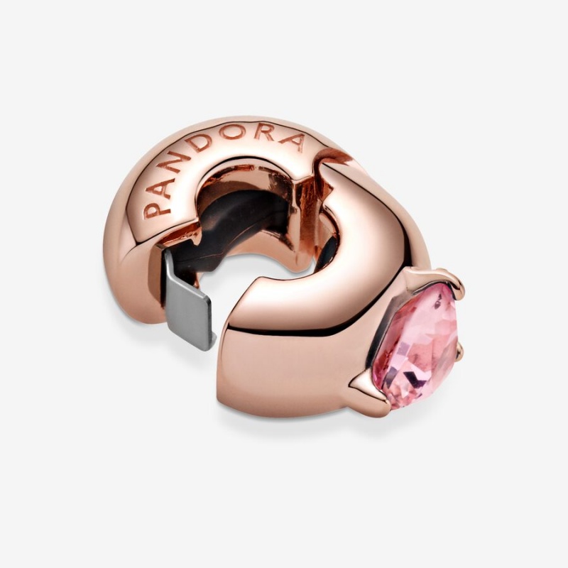 Clips Pandora Pink Heart Solitaire Clip Rose Doré | 4395817-KN