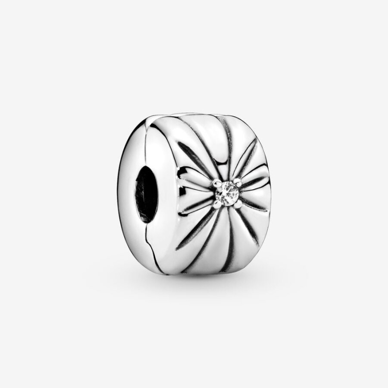 Clips Pandora Sparkling Sunburst Clip Argent | 3917865-WB