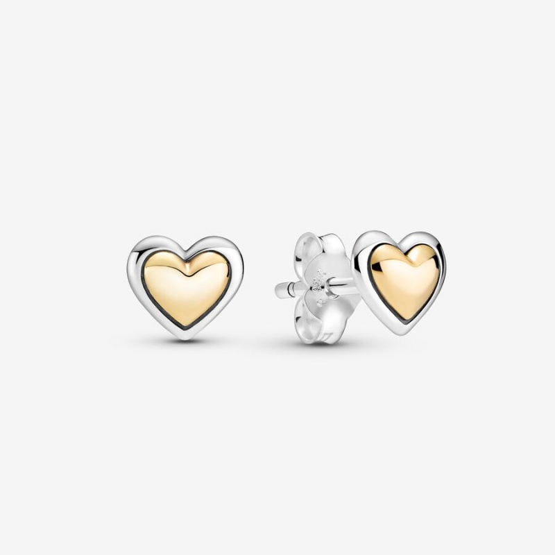 Clous d\'Oreilles Pandora Domed Golden Hearts Two-tone | 1895462-OK