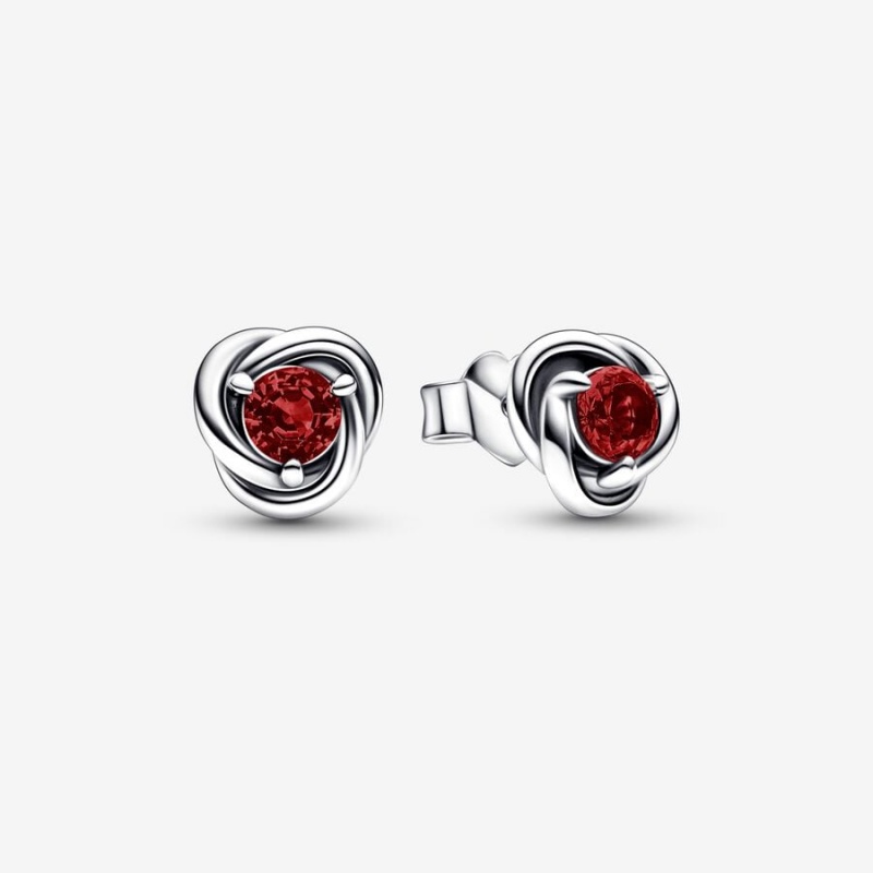 Clous d\'Oreilles Pandora January Red Eternity Circles Argent | 4396720-CN