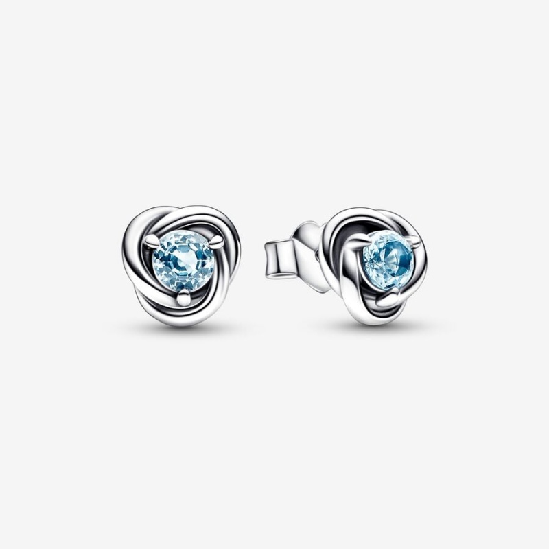 Clous d\'Oreilles Pandora March Sea Aqua Blue Eternity Circles Argent | 8592467-MK