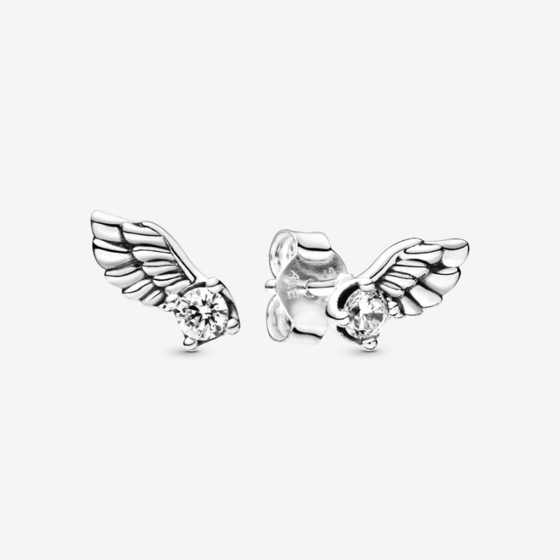 Clous d\'Oreilles Pandora Sparkling Angel Wings Argent | 5762018-DS