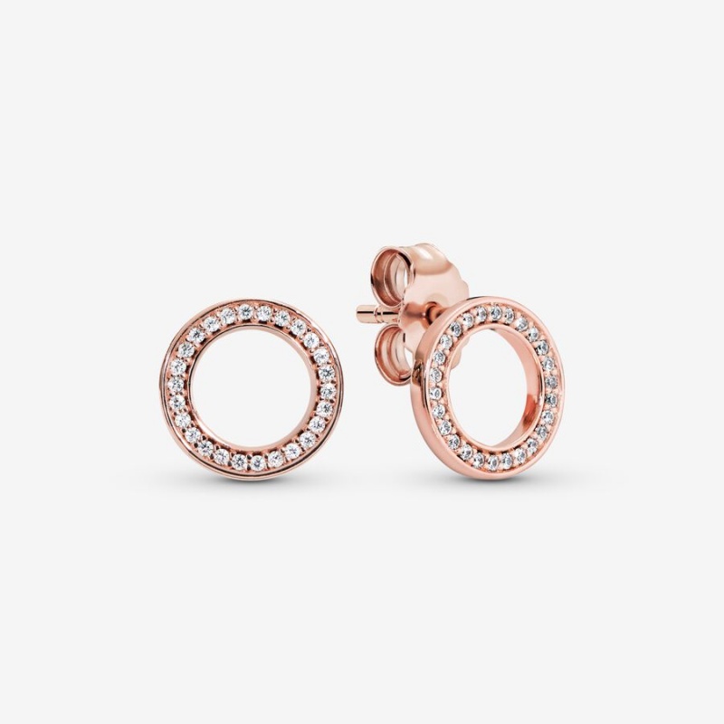 Clous d\'Oreilles Pandora Sparkling Circles Rose Doré | 0326457-NL