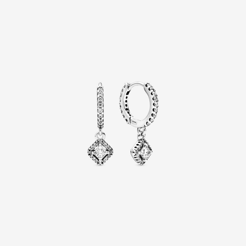 Clous d\'Oreilles Pandora Square Sparkle Argent | 8359072-JS