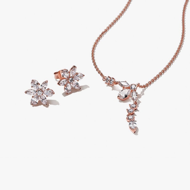 Collier Et Boucles D\'oreilles Ensembles Pandora Rose Doré | 3162749-BP