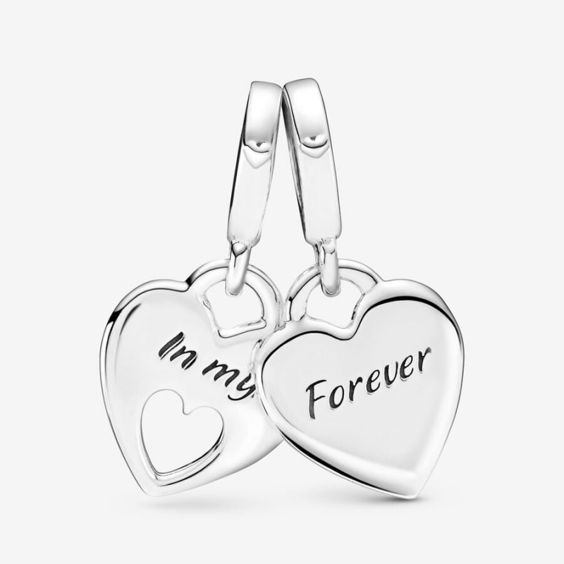 Dangle Charms Pandora Double Heart Split Dangle Argent | 9468710-YK