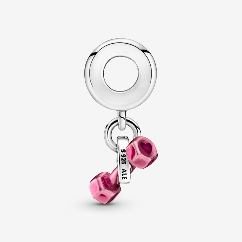 Dangle Charms Pandora Dumbbell & Heart Dangle Argent | 4637095-SB