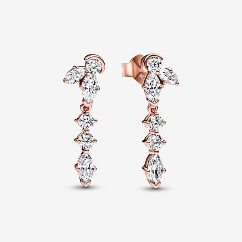 Drop Earrings Pandora Sparkling Herbarium Cluster Rose Doré | 2156879-XU