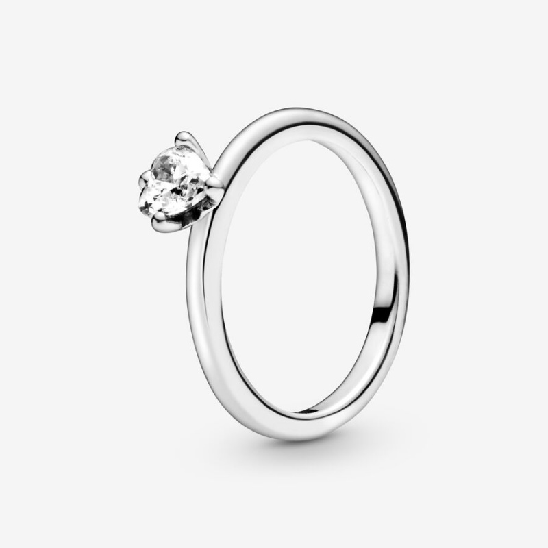 Halo & Solitaire Rings Pandora Clear Solitaire Argent | 4971502-CA