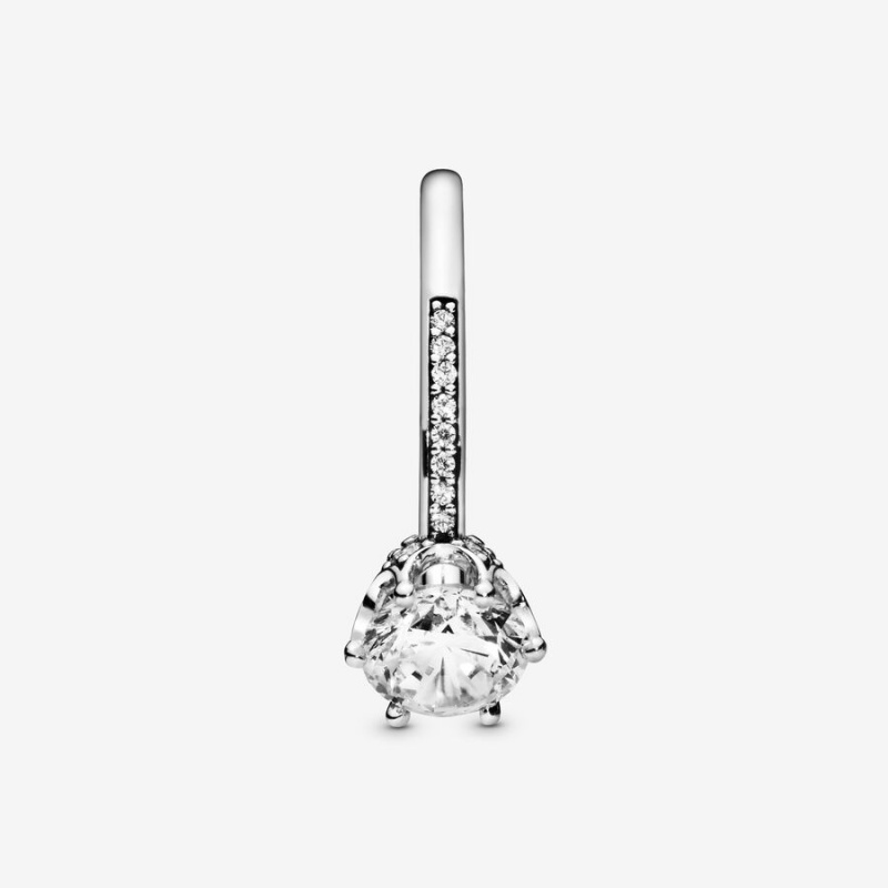 Halo & Solitaire Rings Pandora Clear Sparkling Crown Solitaire Argent | 2784593-KI