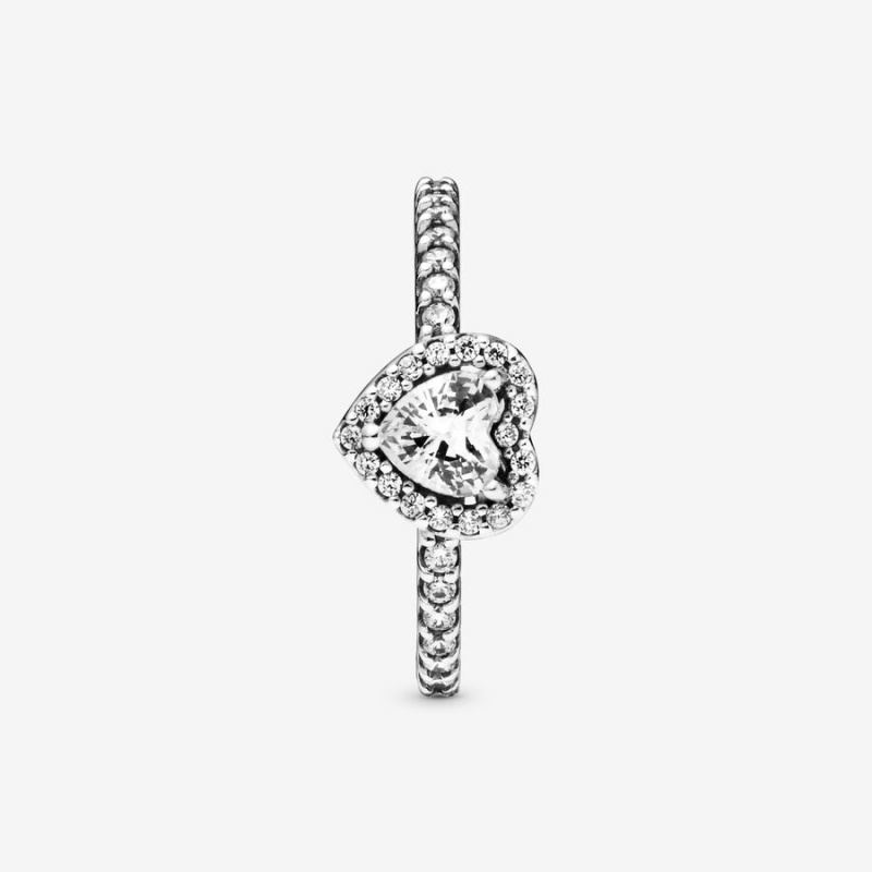 Halo & Solitaire Rings Pandora Elevated Argent | 6751208-XJ