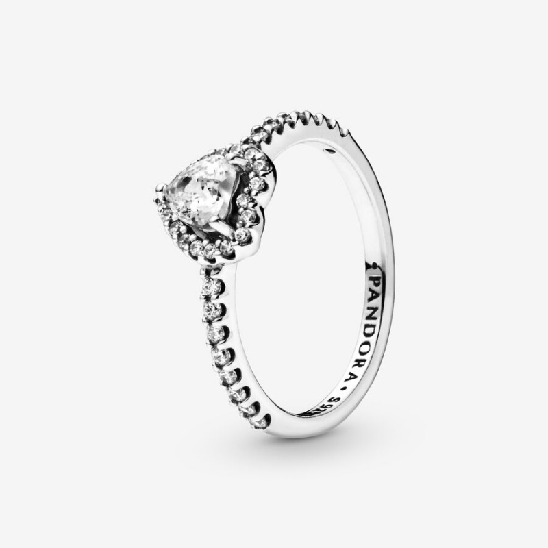 Halo & Solitaire Rings Pandora Elevated Argent | 6751208-XJ