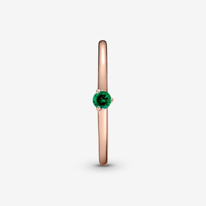 Halo & Solitaire Rings Pandora Green Solitaire Rose Doré | 2537486-CW