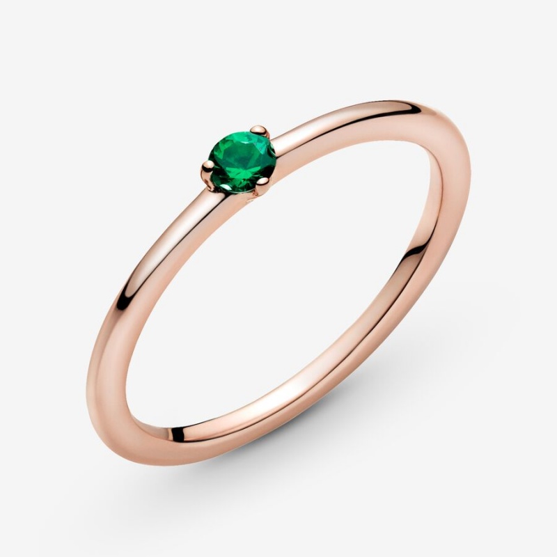 Halo & Solitaire Rings Pandora Green Solitaire Rose Doré | 2537486-CW