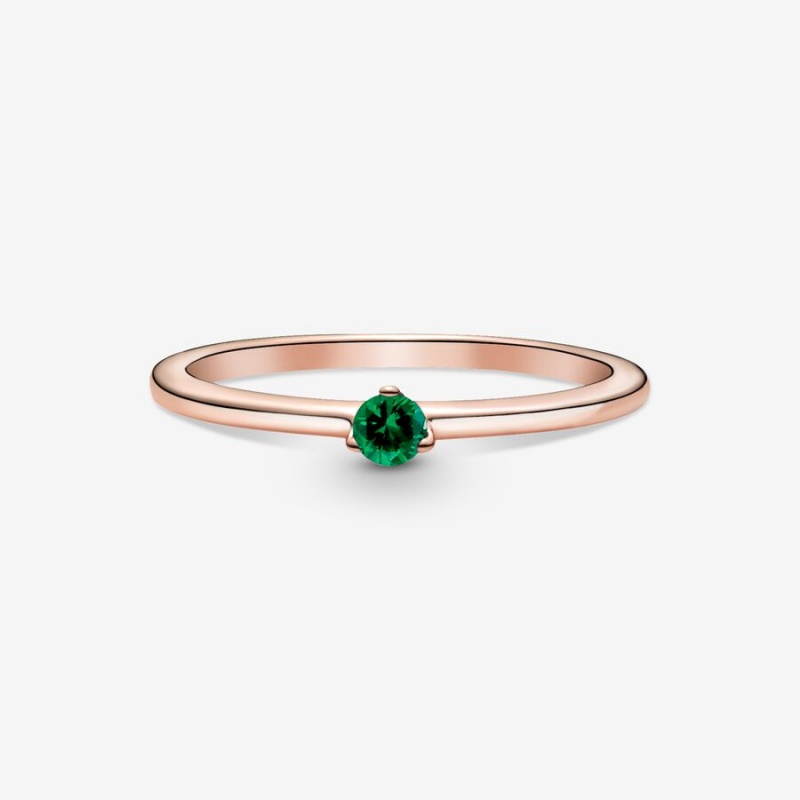 Halo & Solitaire Rings Pandora Green Solitaire Rose Doré | 2537486-CW