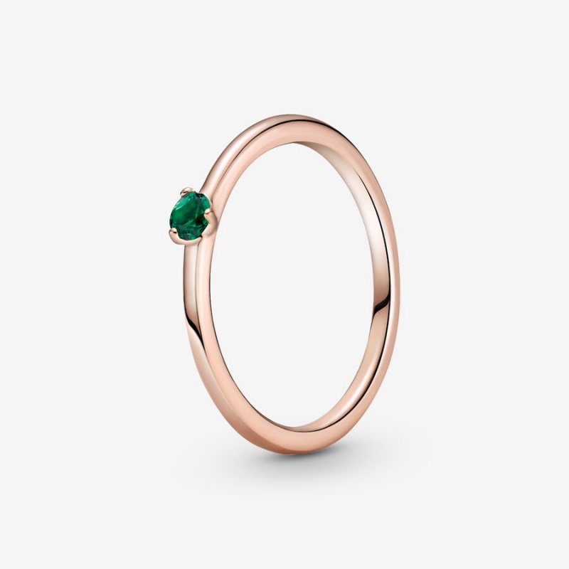 Halo & Solitaire Rings Pandora Green Solitaire Rose Doré | 2537486-CW