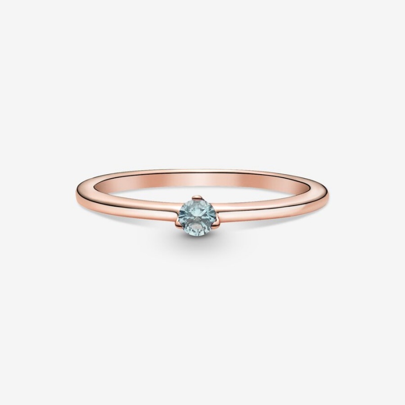 Halo & Solitaire Rings Pandora Light Blue Solitaire Rose Doré | 6827913-LX