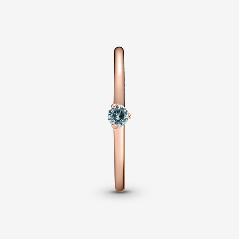 Halo & Solitaire Rings Pandora Light Blue Solitaire Rose Doré | 6827913-LX