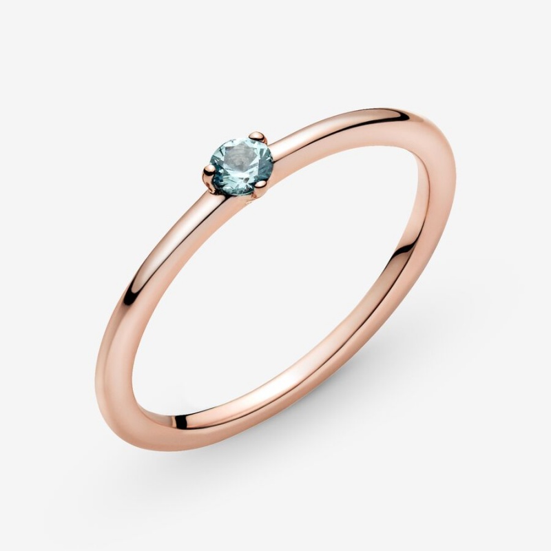 Halo & Solitaire Rings Pandora Light Blue Solitaire Rose Doré | 6827913-LX