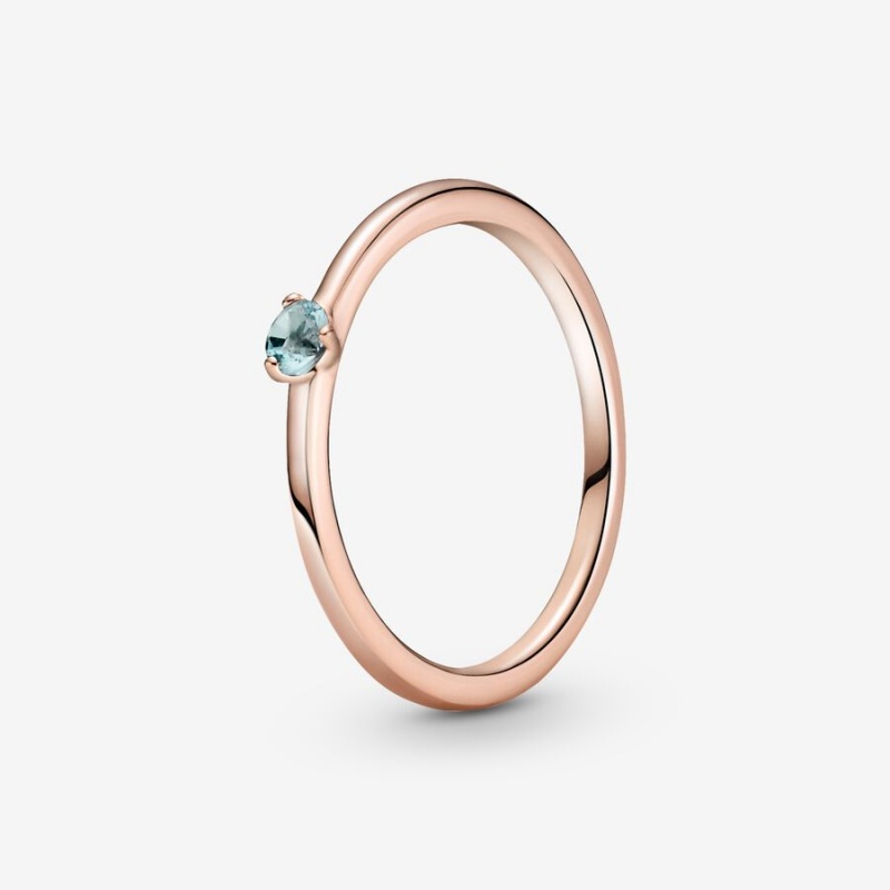 Halo & Solitaire Rings Pandora Light Blue Solitaire Rose Doré | 6827913-LX