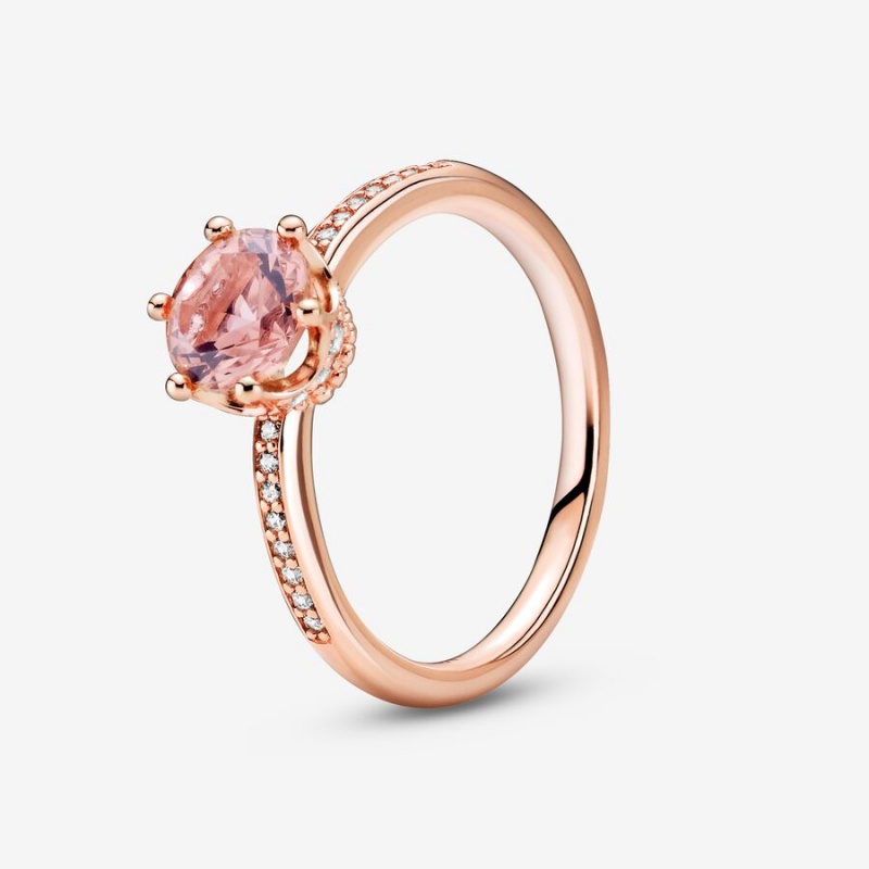 Halo & Solitaire Rings Pandora Pink Sparkling Crown Solitaire Rose Doré | 1068397-MO