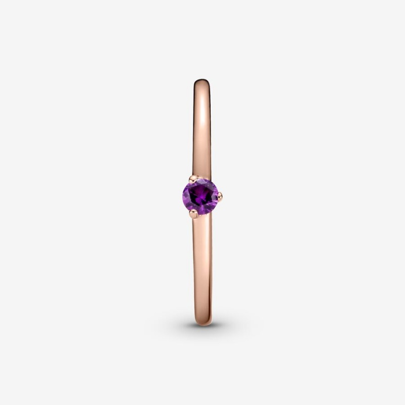 Halo & Solitaire Rings Pandora Purple Solitaire Rose Doré | 8759432-DQ