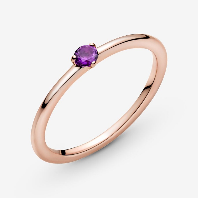 Halo & Solitaire Rings Pandora Purple Solitaire Rose Doré | 8759432-DQ