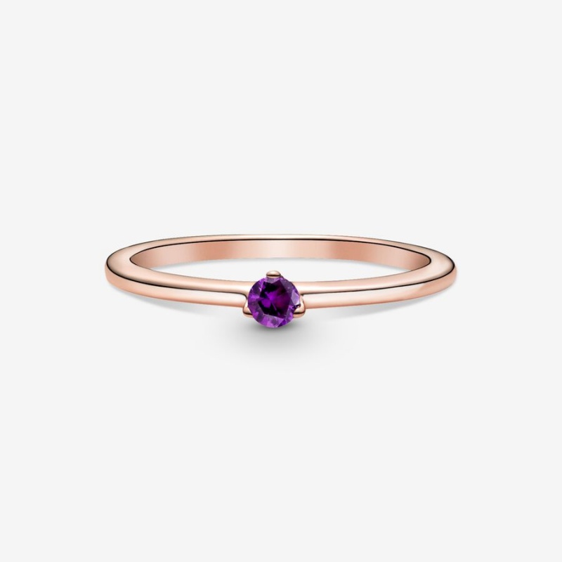 Halo & Solitaire Rings Pandora Purple Solitaire Rose Doré | 8759432-DQ