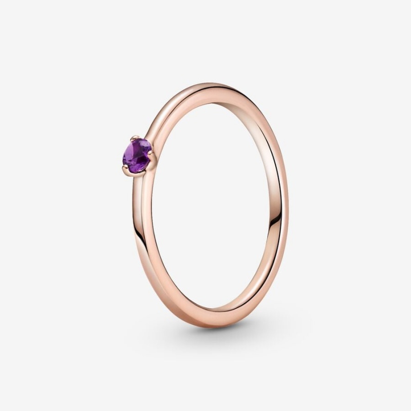 Halo & Solitaire Rings Pandora Purple Solitaire Rose Doré | 8759432-DQ