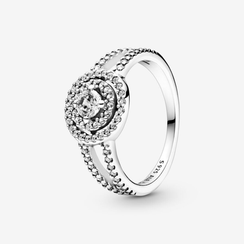 Halo & Solitaire Rings Pandora Sparkling Double Halo Argent | 6804219-MR