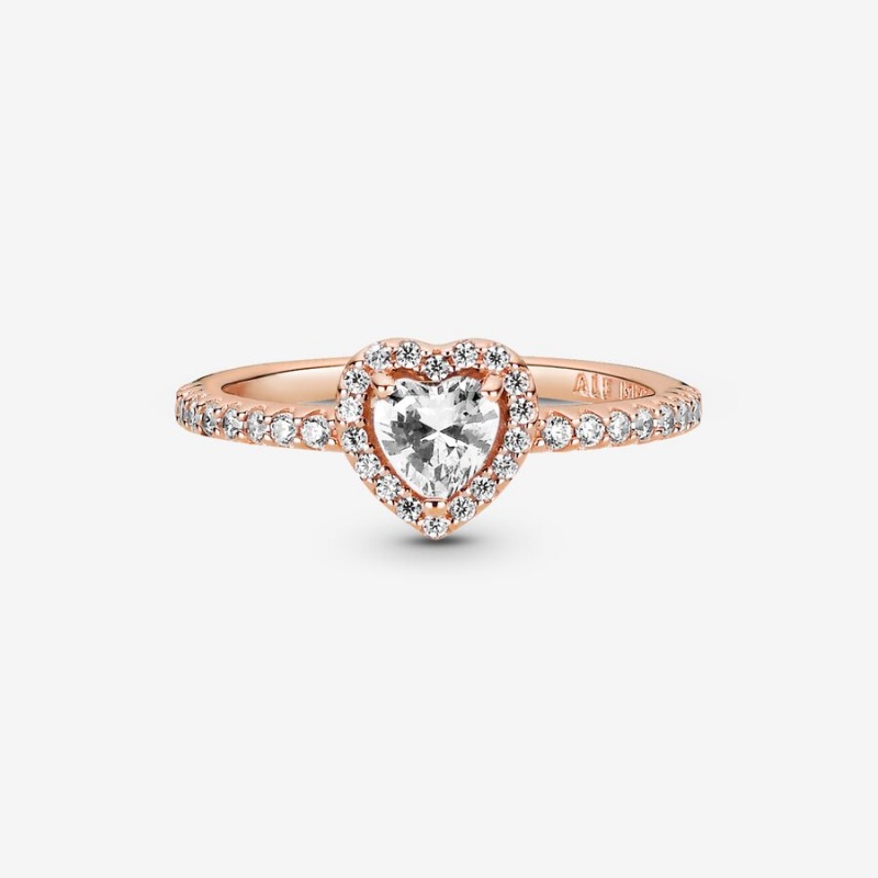 Halo & Solitaire Rings Pandora Sparkling Elevated Rose Doré | 4928013-XF