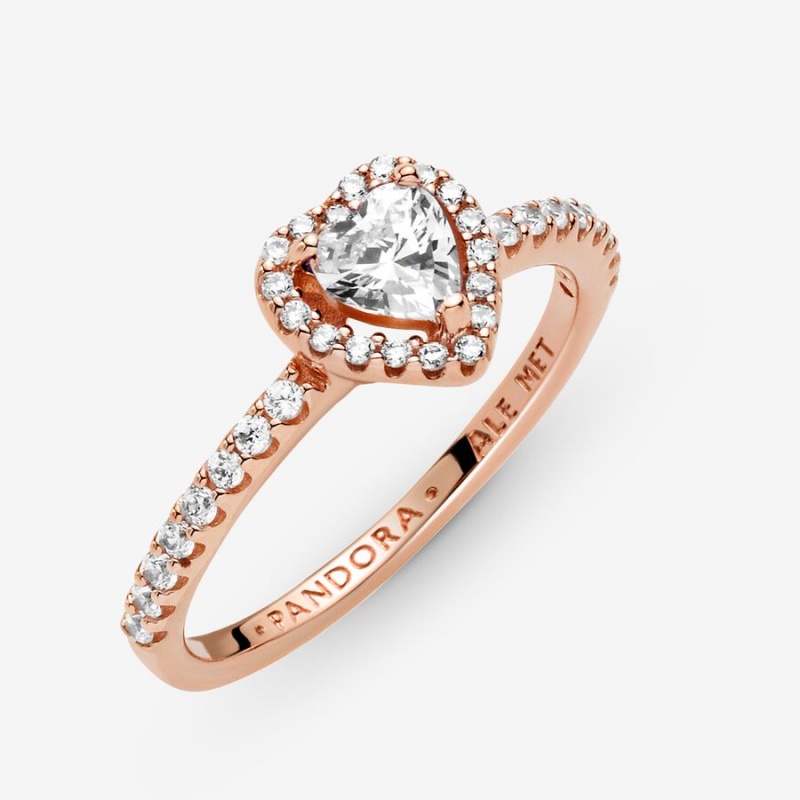 Halo & Solitaire Rings Pandora Sparkling Elevated Rose Doré | 4928013-XF