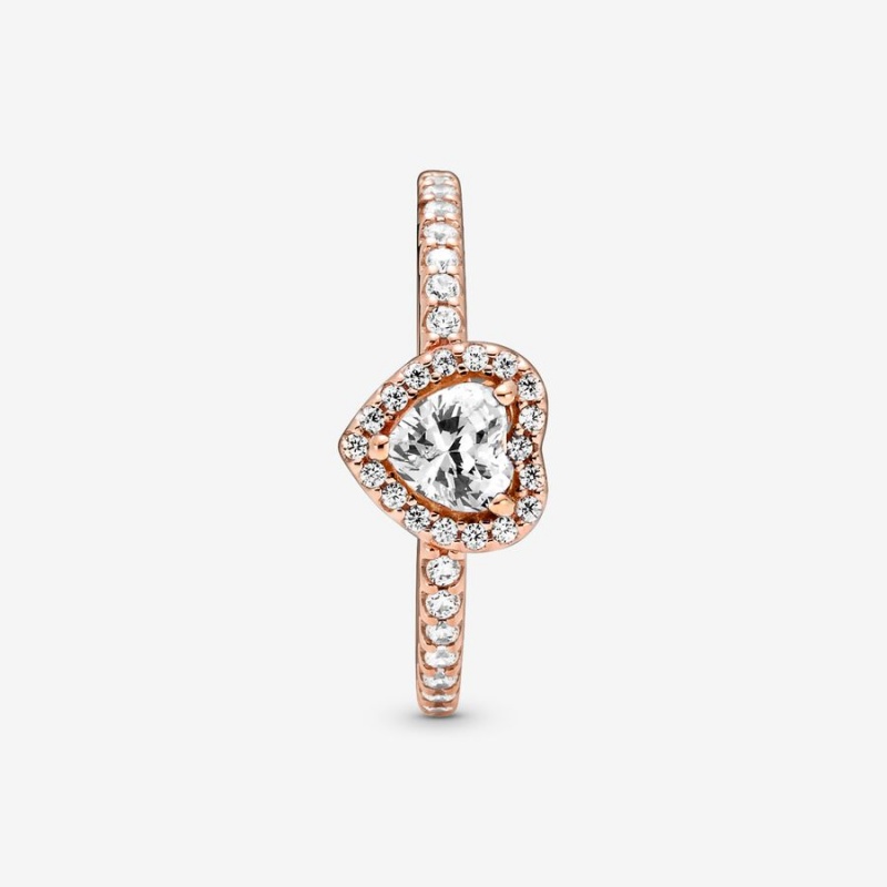 Halo & Solitaire Rings Pandora Sparkling Elevated Rose Doré | 4928013-XF