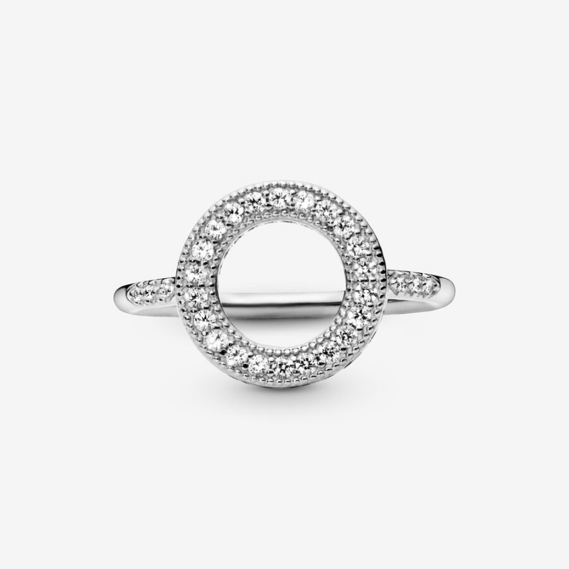 Halo & Solitaire Rings Pandora Sparkling Halo Argent | 4107832-AP