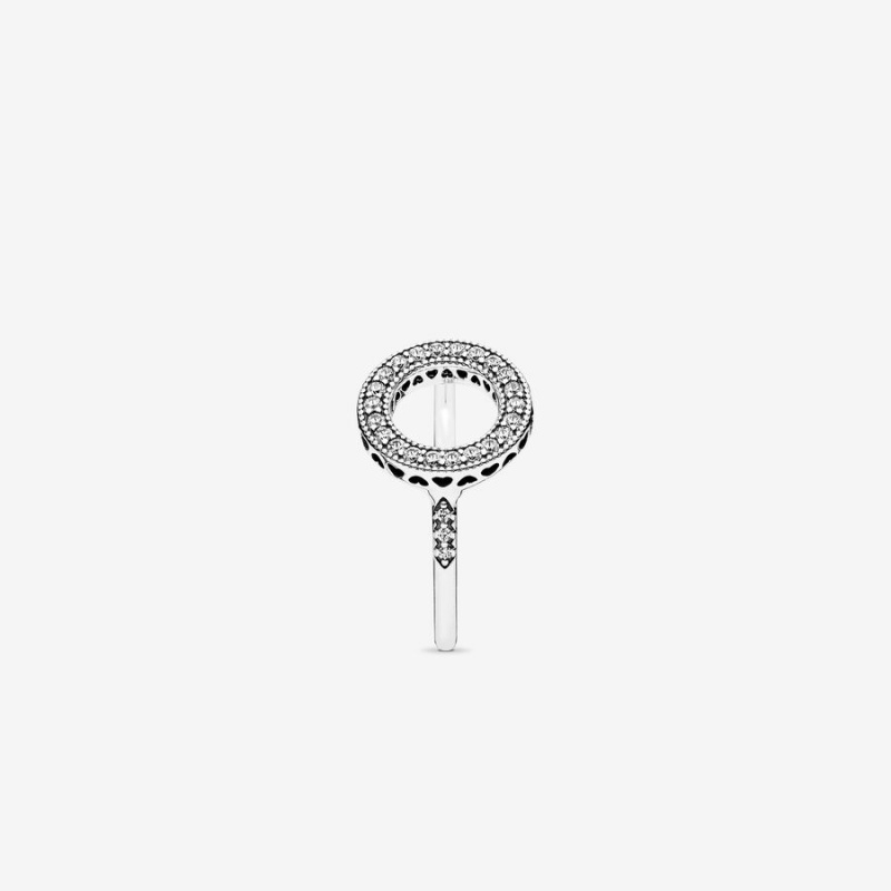 Halo & Solitaire Rings Pandora Sparkling Halo Argent | 4107832-AP