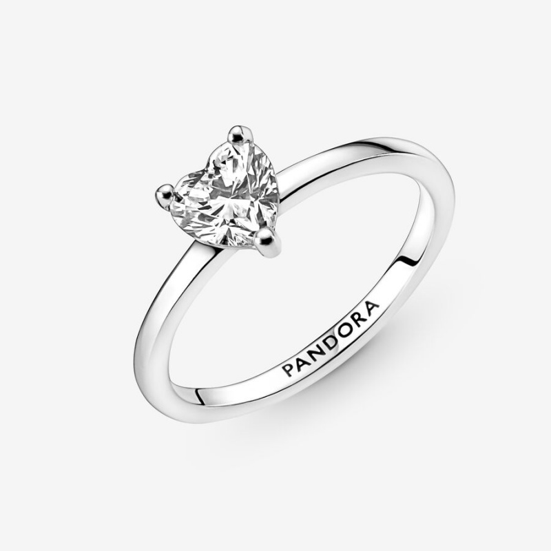 Halo & Solitaire Rings Pandora Sparkling Solitaire Argent | 0765812-ND