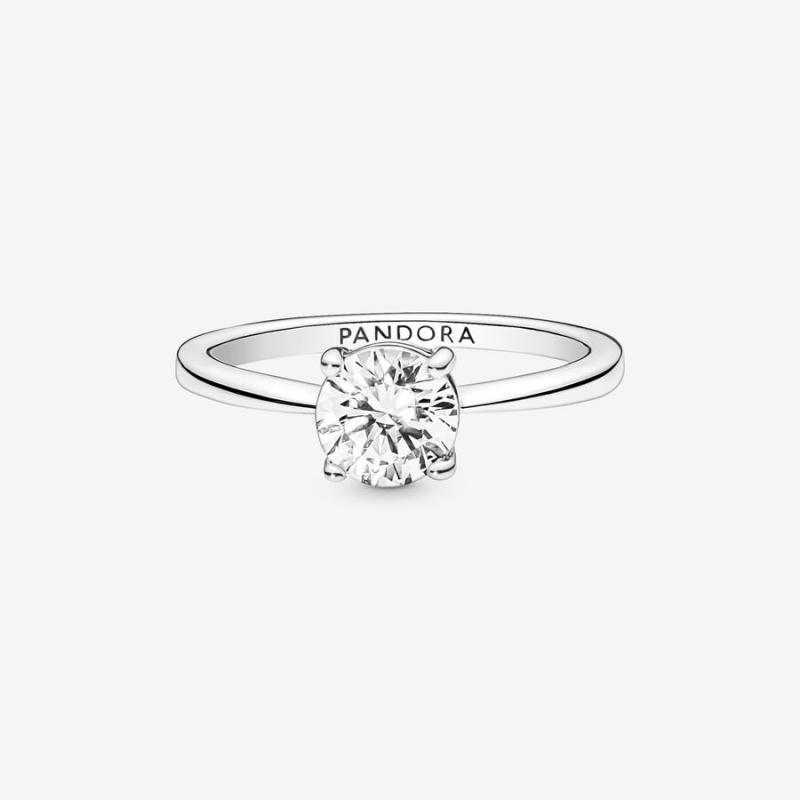 Halo & Solitaire Rings Pandora Sparkling Solitaire Argent | 6928514-IE