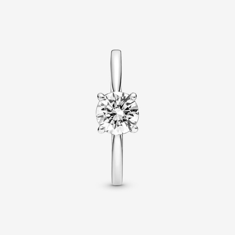 Halo & Solitaire Rings Pandora Sparkling Solitaire Argent | 6928514-IE