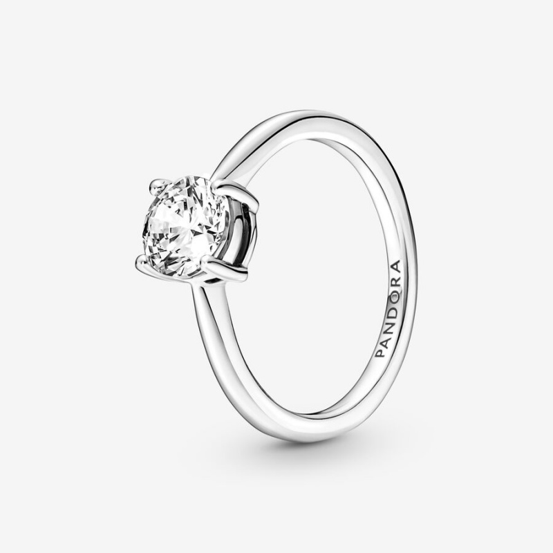 Halo & Solitaire Rings Pandora Sparkling Solitaire Argent | 6928514-IE