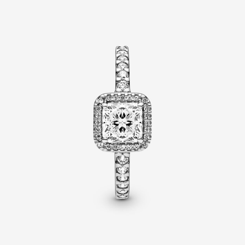 Halo & Solitaire Rings Pandora Square Sparkle Halo Argent | 0351246-JK