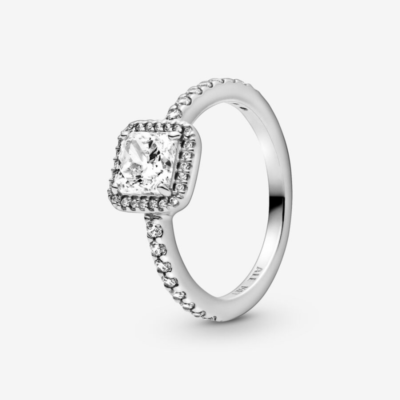 Halo & Solitaire Rings Pandora Square Sparkle Halo Argent | 0351246-JK