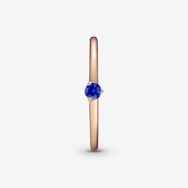 Halo & Solitaire Rings Pandora Stellar Blue Solitaire Rose Doré | 4759380-AK