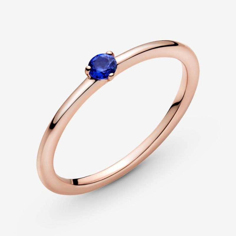 Halo & Solitaire Rings Pandora Stellar Blue Solitaire Rose Doré | 4759380-AK